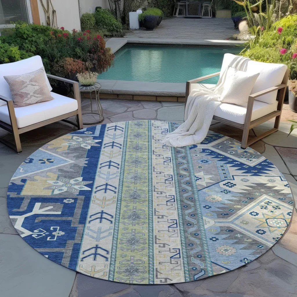 Solara Blue Washable Indoor-Outdoor Rug-Outdoor Rugs-LOOMLAN Rugs-LOOMLAN