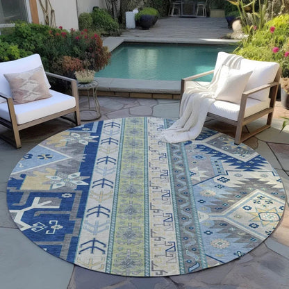 Solara Blue Washable Indoor-Outdoor Rug-Outdoor Rugs-LOOMLAN Rugs-LOOMLAN
