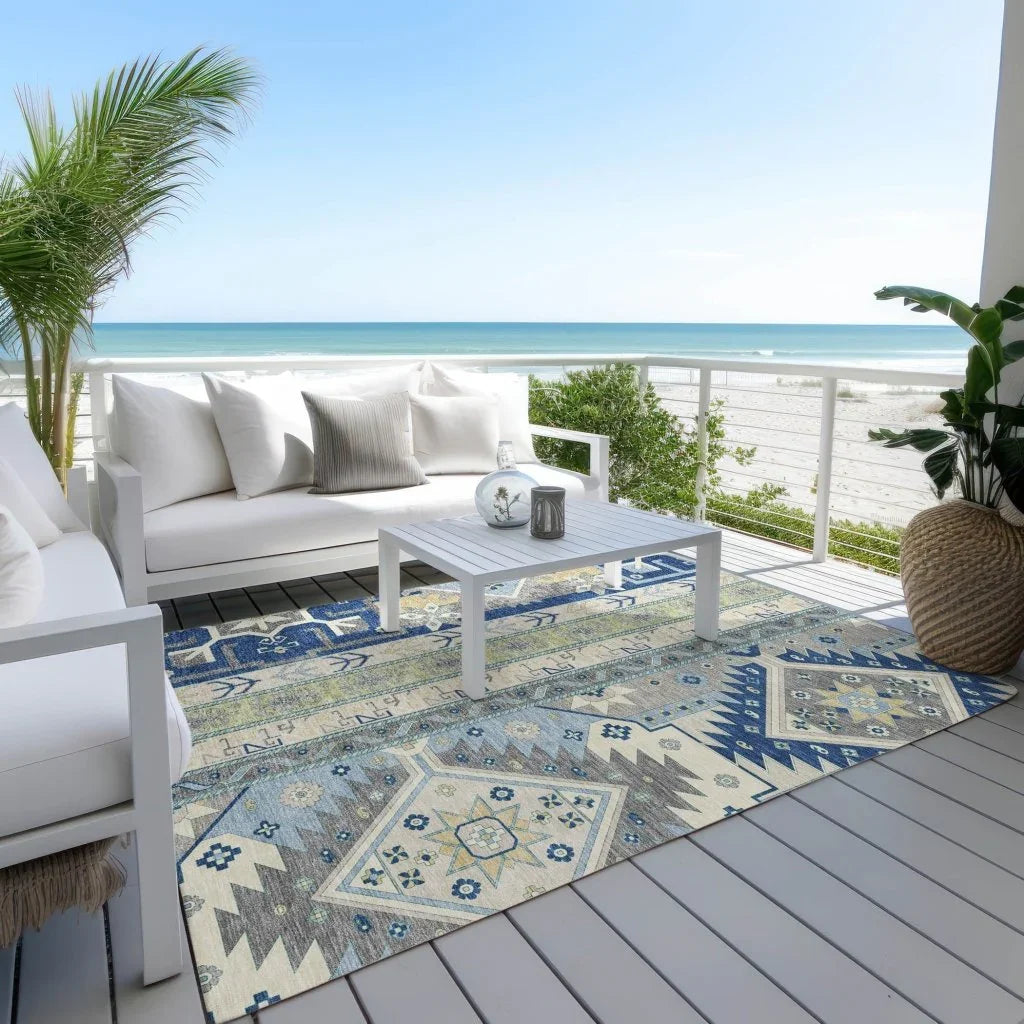 Solara Blue Washable Indoor-Outdoor Rug-Outdoor Rugs-LOOMLAN Rugs-LOOMLAN