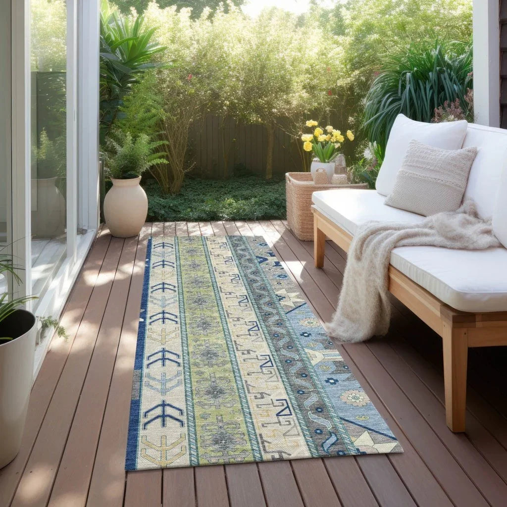 Solara Blue Washable Indoor-Outdoor Rug-Outdoor Rugs-LOOMLAN Rugs-LOOMLAN