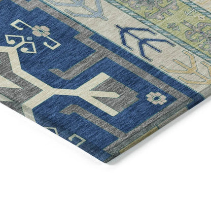 Solara Blue Washable Indoor-Outdoor Rug-Outdoor Rugs-LOOMLAN Rugs-LOOMLAN