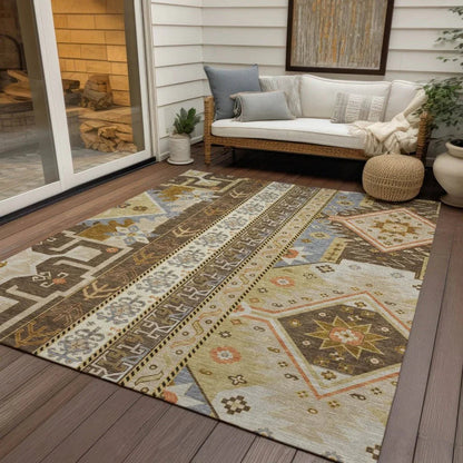 Solara Brown Washable Indoor-Outdoor Rug-Outdoor Rugs-LOOMLAN Rugs-LOOMLAN