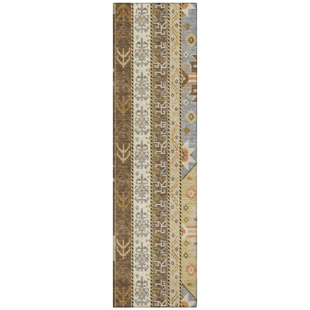 Solara Brown Washable Indoor-Outdoor Rug-Outdoor Rugs-LOOMLAN Rugs-2'3" x 7'6"-LOOMLAN