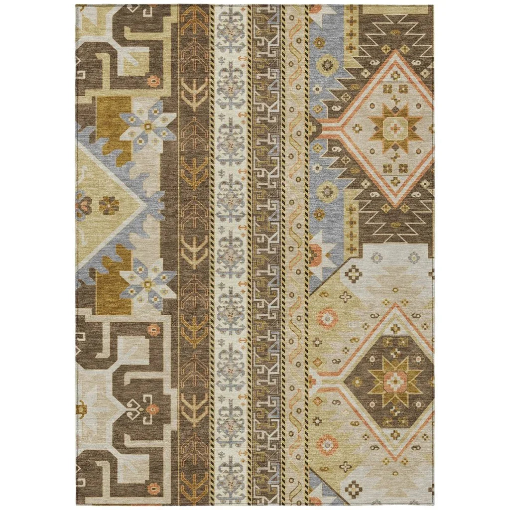 Solara Brown Washable Indoor-Outdoor Rug-Outdoor Rugs-LOOMLAN Rugs-2'6" x 3'10"-LOOMLAN
