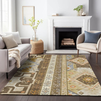 Solara Brown Washable Indoor-Outdoor Rug-Outdoor Rugs-LOOMLAN Rugs-LOOMLAN