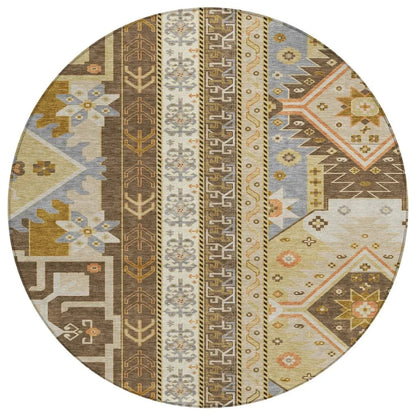Solara Brown Washable Indoor-Outdoor Rug-Outdoor Rugs-LOOMLAN Rugs-8' x 8'-LOOMLAN
