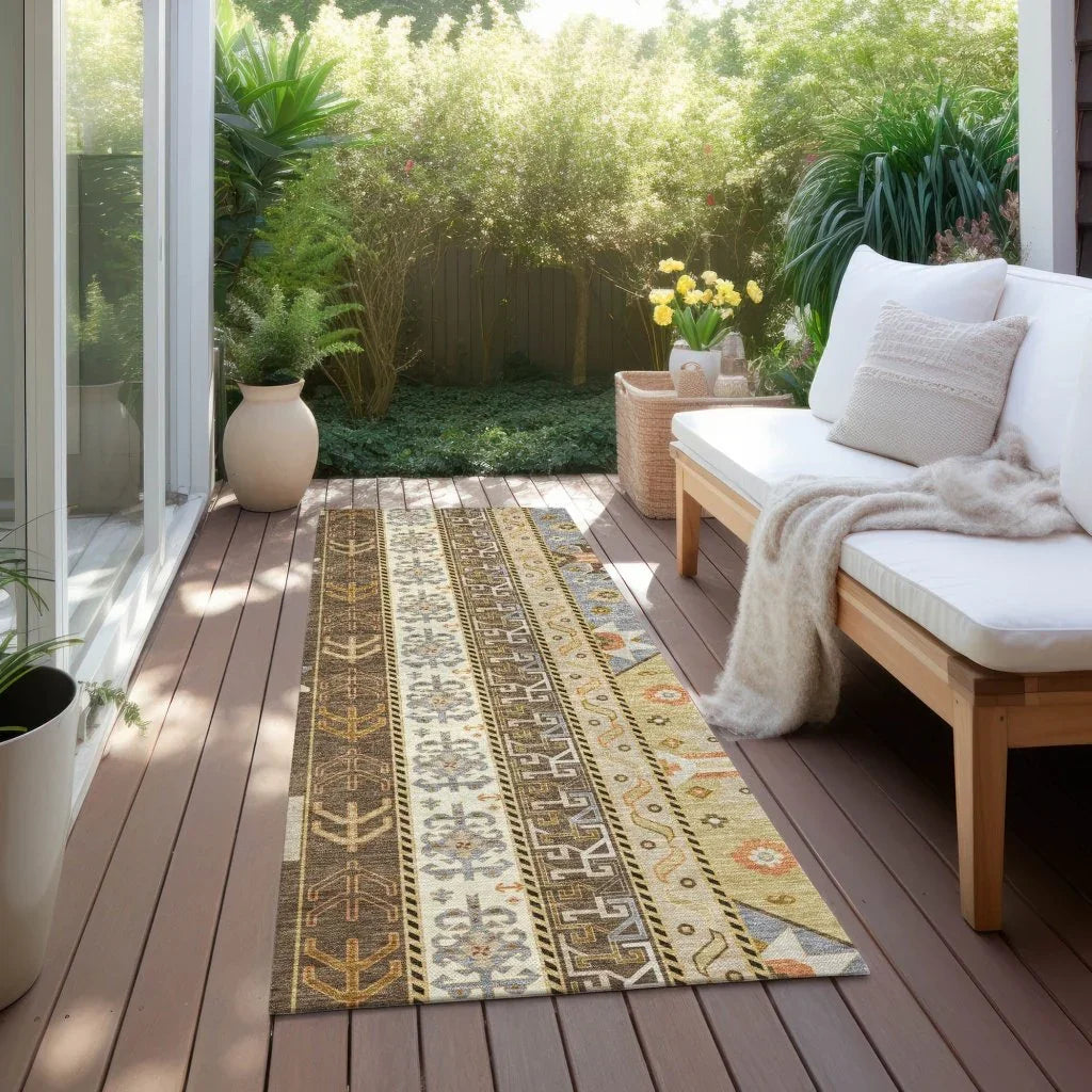 Solara Brown Washable Indoor-Outdoor Rug-Outdoor Rugs-LOOMLAN Rugs-LOOMLAN