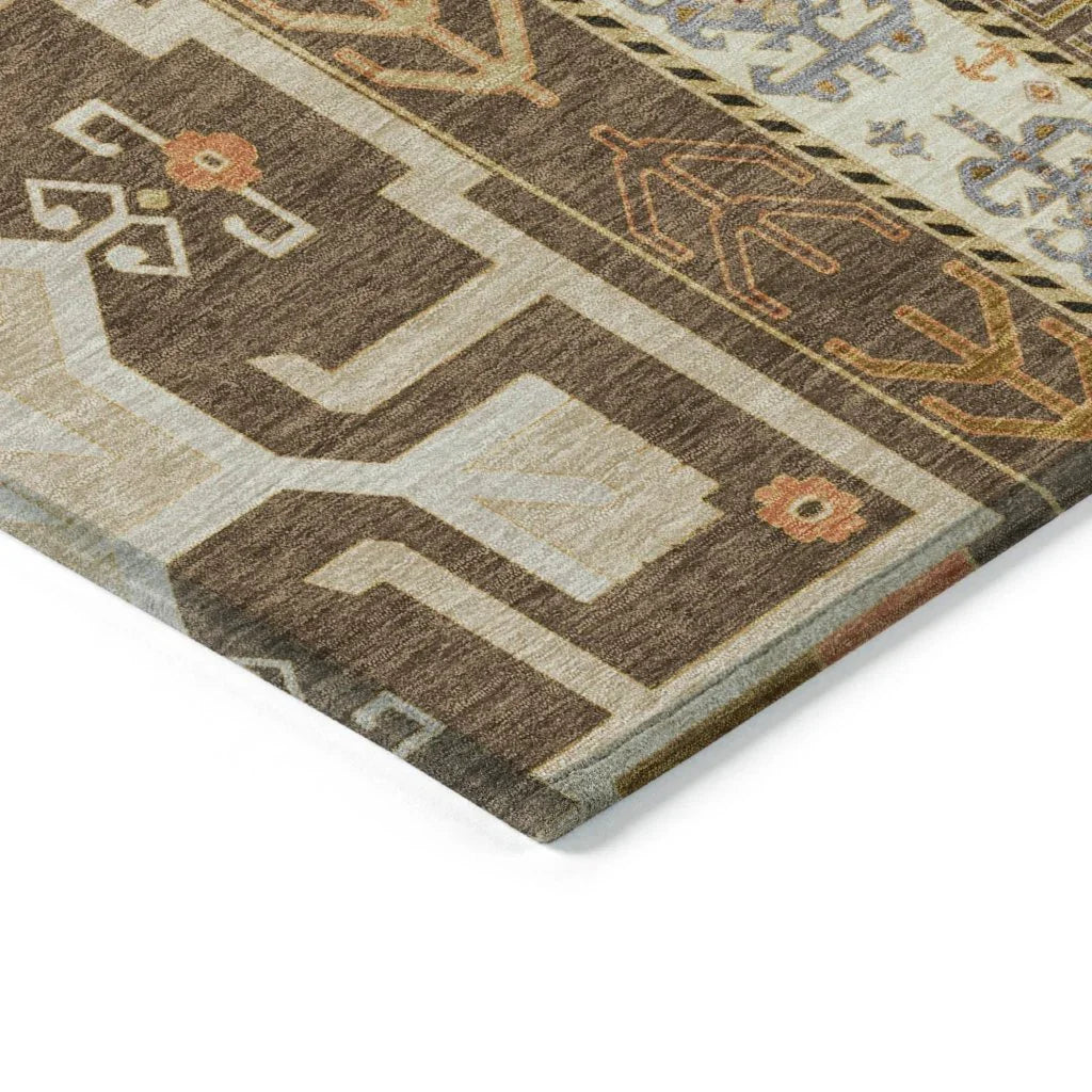 Solara Brown Washable Indoor-Outdoor Rug-Outdoor Rugs-LOOMLAN Rugs-LOOMLAN