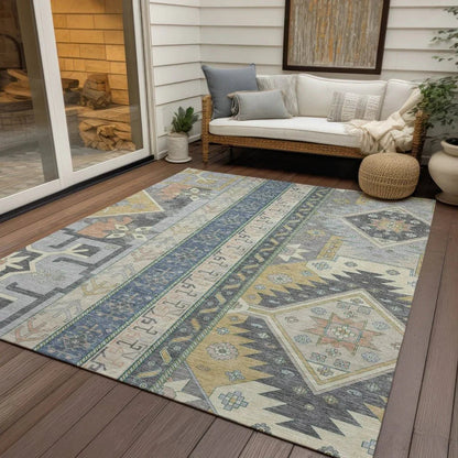 Solara Gray Washable Indoor-Outdoor Rug-Outdoor Rugs-LOOMLAN Rugs-LOOMLAN