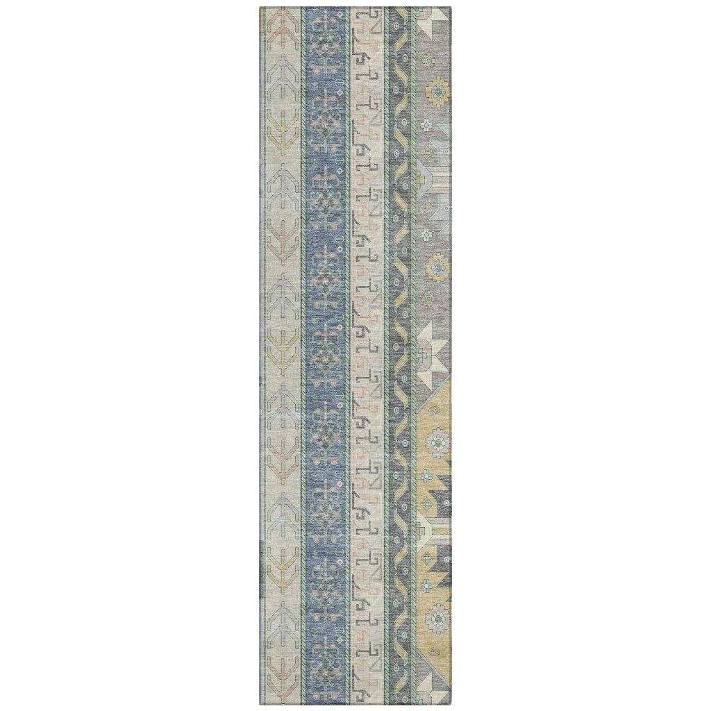 Solara Gray Washable Indoor-Outdoor Rug-Outdoor Rugs-LOOMLAN Rugs-2'3" x 7'6"-LOOMLAN