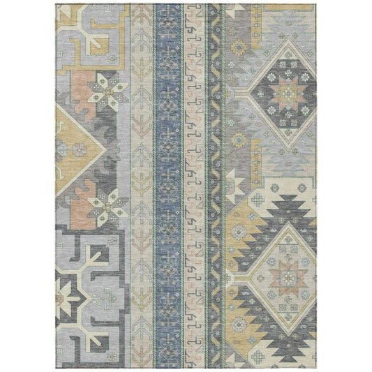 Solara Gray Washable Indoor-Outdoor Rug-Outdoor Rugs-LOOMLAN Rugs-2'6" x 3'10"-LOOMLAN