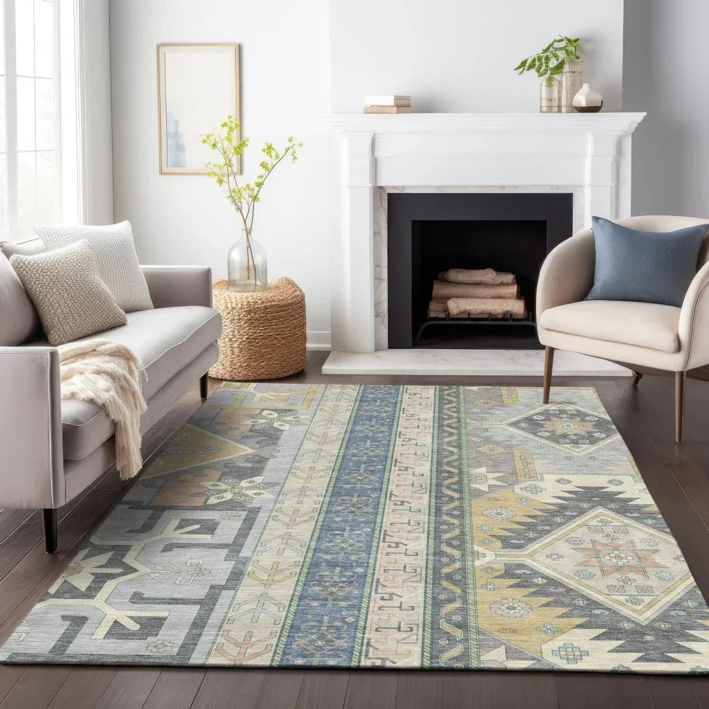 Solara Gray Washable Indoor-Outdoor Rug-Outdoor Rugs-LOOMLAN Rugs-LOOMLAN