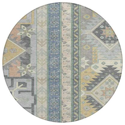 Solara Gray Washable Indoor-Outdoor Rug-Outdoor Rugs-LOOMLAN Rugs-8' x 8'-LOOMLAN