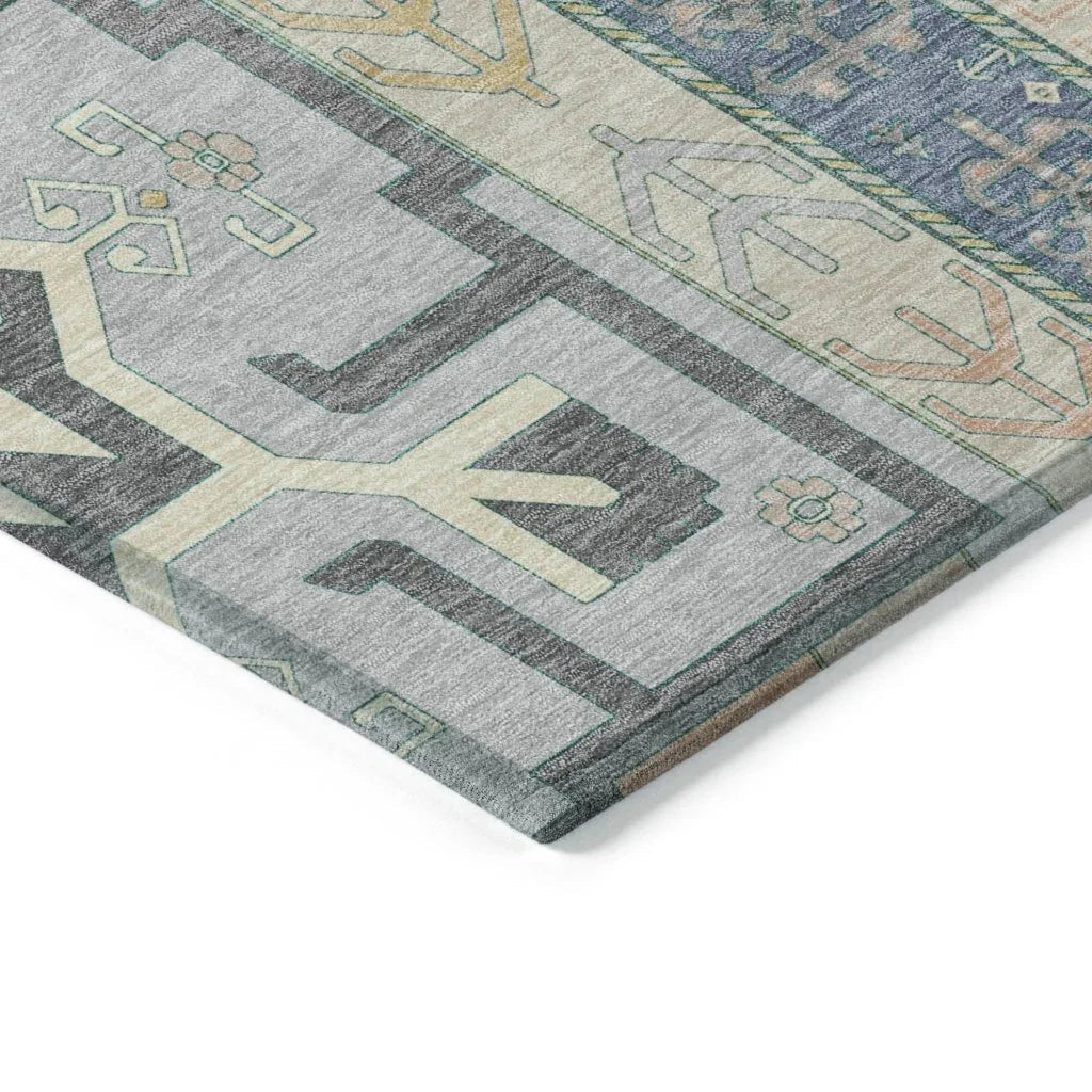 Solara Gray Washable Indoor-Outdoor Rug-Outdoor Rugs-LOOMLAN Rugs-LOOMLAN