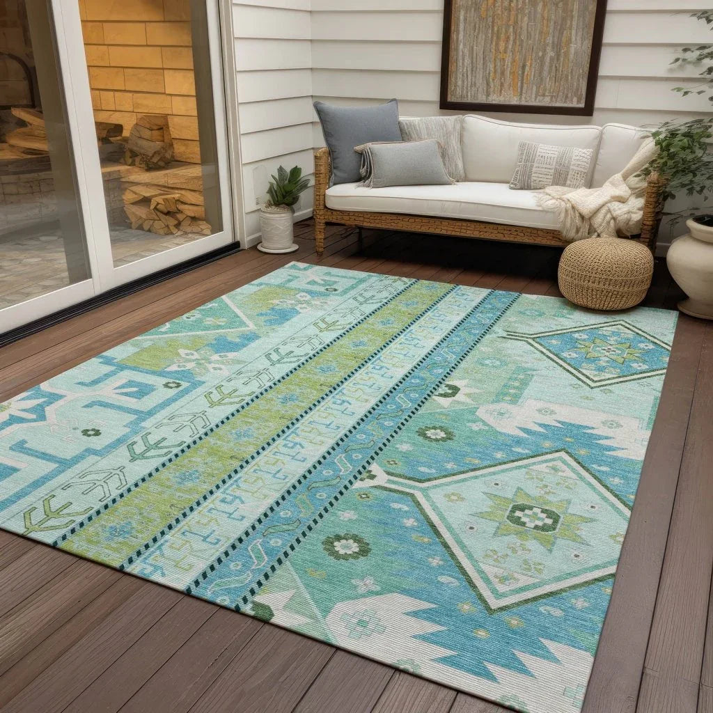 Solara Green Washable Indoor-Outdoor Rug-Outdoor Rugs-LOOMLAN Rugs-LOOMLAN
