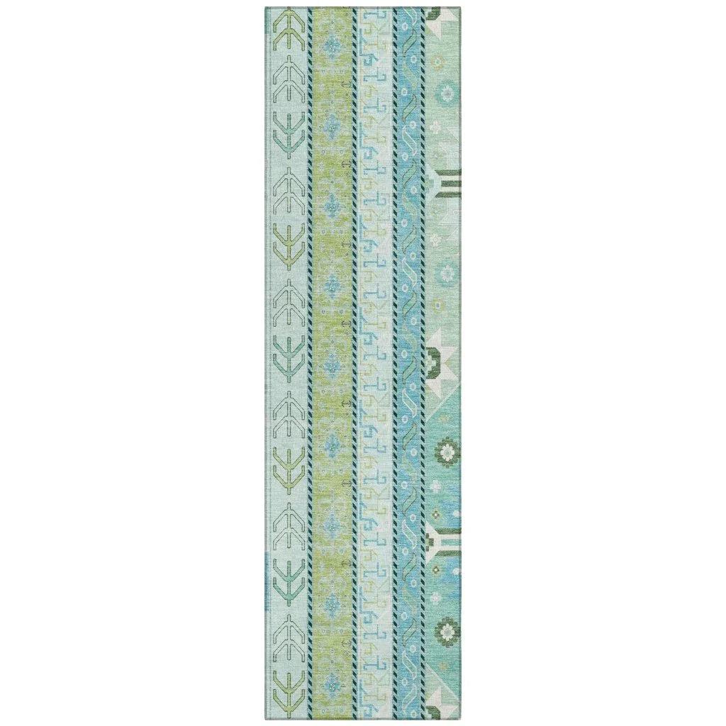 Solara Green Washable Indoor-Outdoor Rug-Outdoor Rugs-LOOMLAN Rugs-2'3" x 7'6"-LOOMLAN