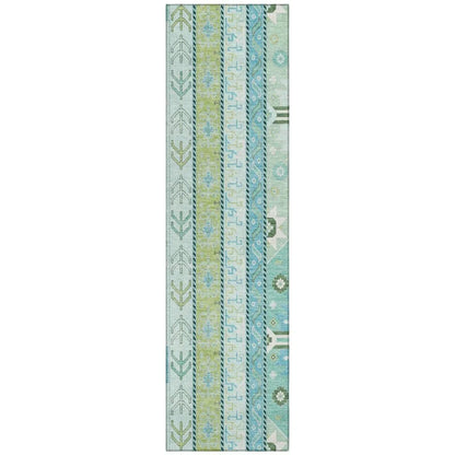 Solara Green Washable Indoor-Outdoor Rug-Outdoor Rugs-LOOMLAN Rugs-2'3" x 7'6"-LOOMLAN