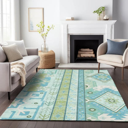Solara Green Washable Indoor-Outdoor Rug-Outdoor Rugs-LOOMLAN Rugs-LOOMLAN