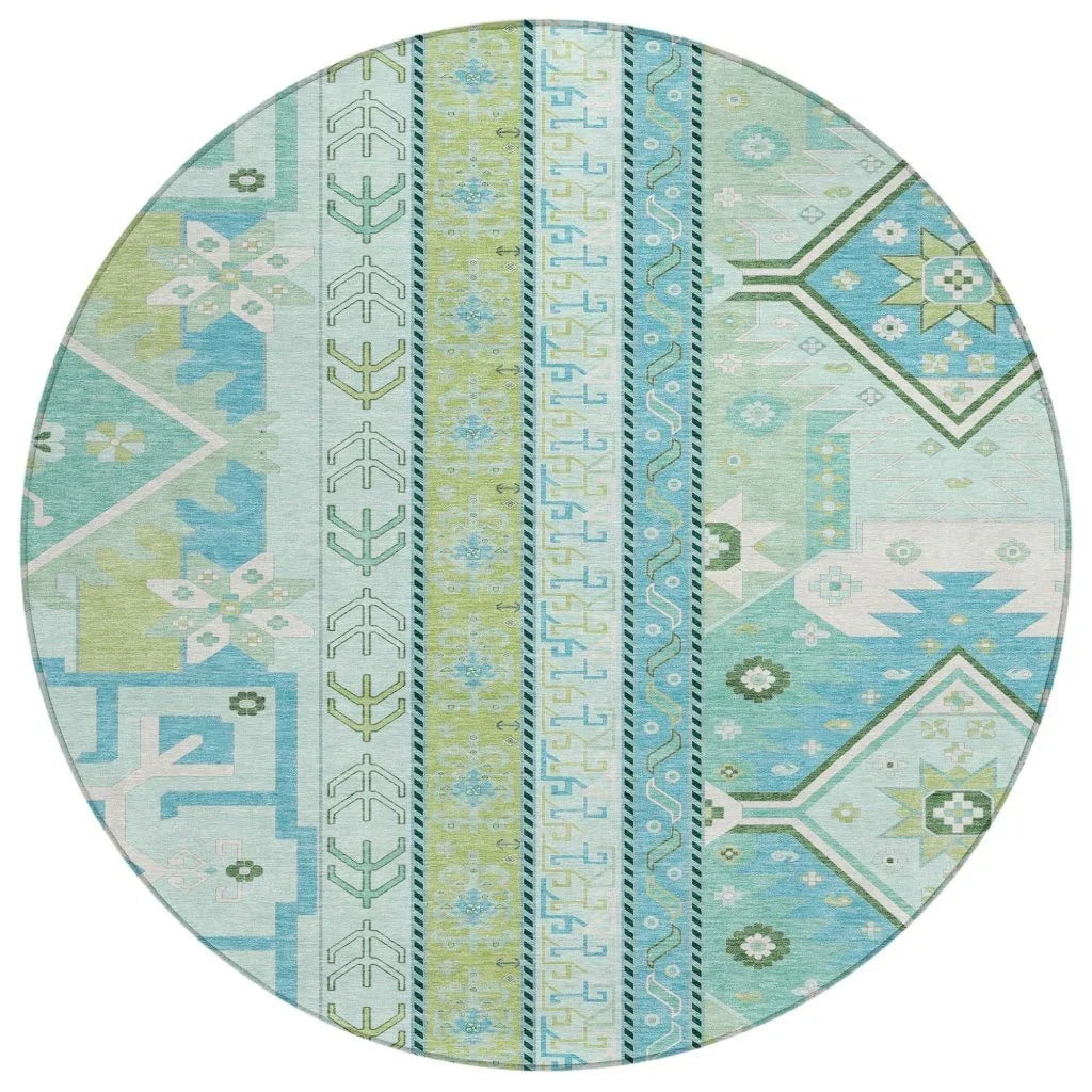 Solara Green Washable Indoor-Outdoor Rug-Outdoor Rugs-LOOMLAN Rugs-8' x 8'-LOOMLAN