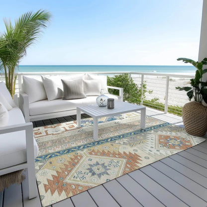 Solara Ivory Washable Indoor-Outdoor Rug-Outdoor Rugs-LOOMLAN Rugs-LOOMLAN