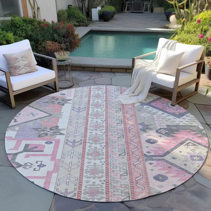 Solara Pink Washable Indoor-Outdoor Rug-Outdoor Rugs-LOOMLAN Rugs-LOOMLAN