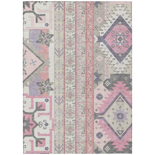 Solara Pink Washable Indoor-Outdoor Rug-Outdoor Rugs-LOOMLAN Rugs-2'6" x 3'10"-LOOMLAN
