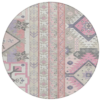 Solara Pink Washable Indoor-Outdoor Rug-Outdoor Rugs-LOOMLAN Rugs-8' x 8'-LOOMLAN