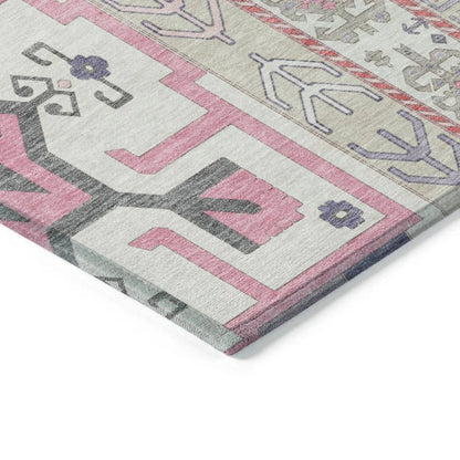 Solara Pink Washable Indoor-Outdoor Rug-Outdoor Rugs-LOOMLAN Rugs-LOOMLAN