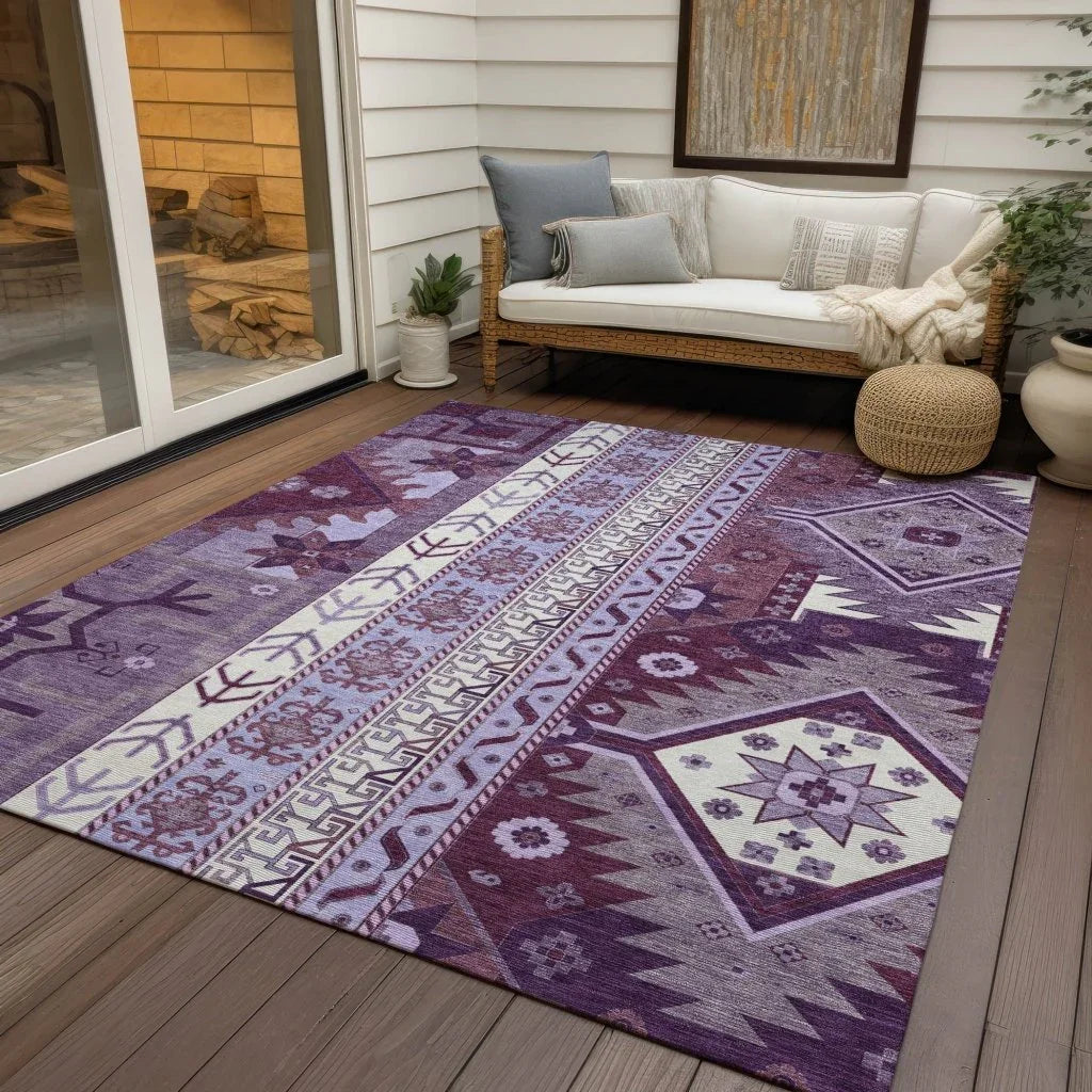 Solara Purple Washable Indoor-Outdoor Rug-Outdoor Rugs-LOOMLAN Rugs-LOOMLAN
