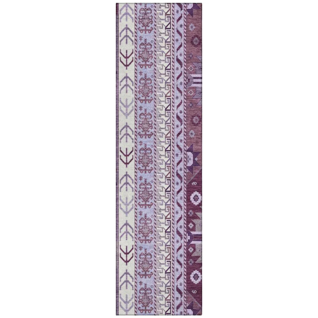Solara Purple Washable Indoor-Outdoor Rug-Outdoor Rugs-LOOMLAN Rugs-2'3" x 7'6"-LOOMLAN