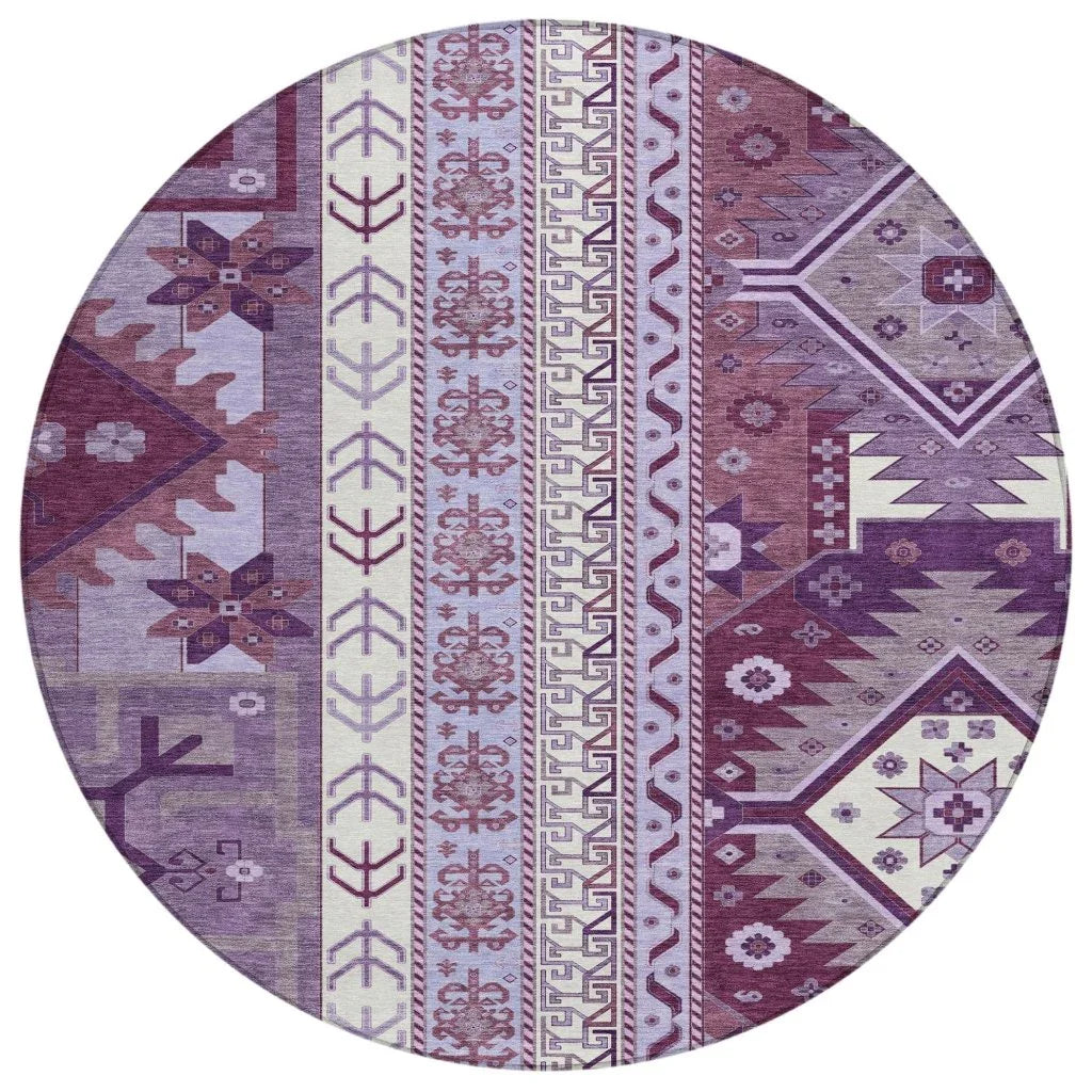 Solara Purple Washable Indoor-Outdoor Rug-Outdoor Rugs-LOOMLAN Rugs-8' x 8'-LOOMLAN