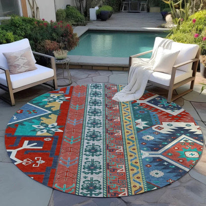 Solara Red Washable Indoor-Outdoor Rug-Outdoor Rugs-LOOMLAN Rugs-LOOMLAN