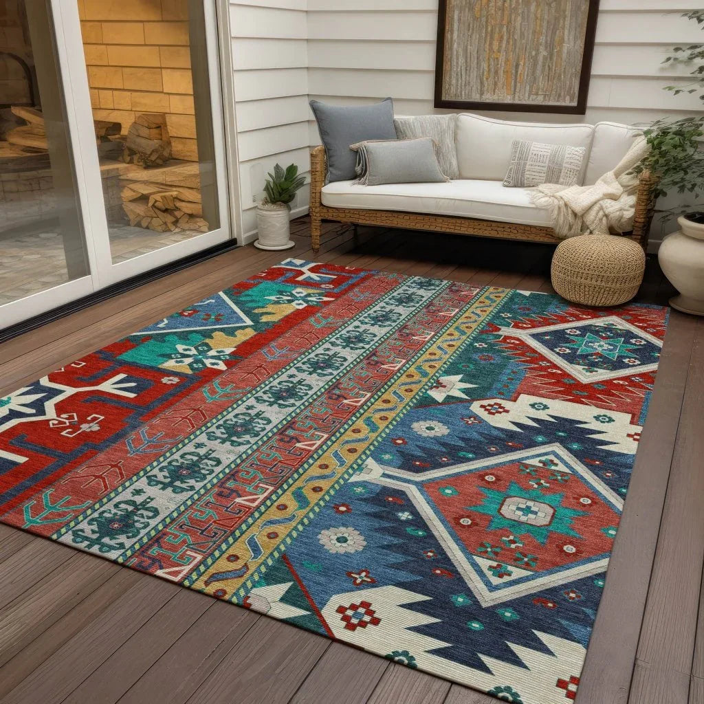 Solara Red Washable Indoor-Outdoor Rug-Outdoor Rugs-LOOMLAN Rugs-LOOMLAN