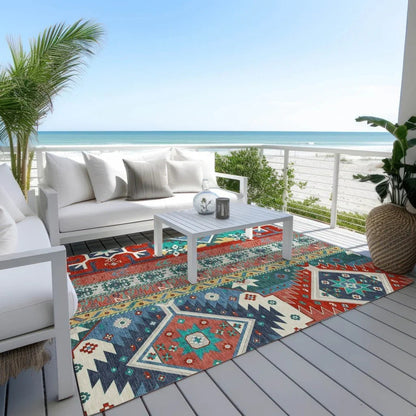 Solara Red Washable Indoor-Outdoor Rug-Outdoor Rugs-LOOMLAN Rugs-LOOMLAN