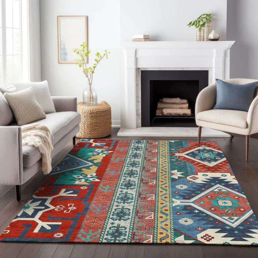 Solara Red Washable Indoor-Outdoor Rug-Outdoor Rugs-LOOMLAN Rugs-LOOMLAN