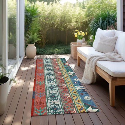 Solara Red Washable Indoor-Outdoor Rug-Outdoor Rugs-LOOMLAN Rugs-LOOMLAN