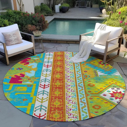 Solara Teal Washable Indoor-Outdoor Rug-Outdoor Rugs-LOOMLAN Rugs-LOOMLAN