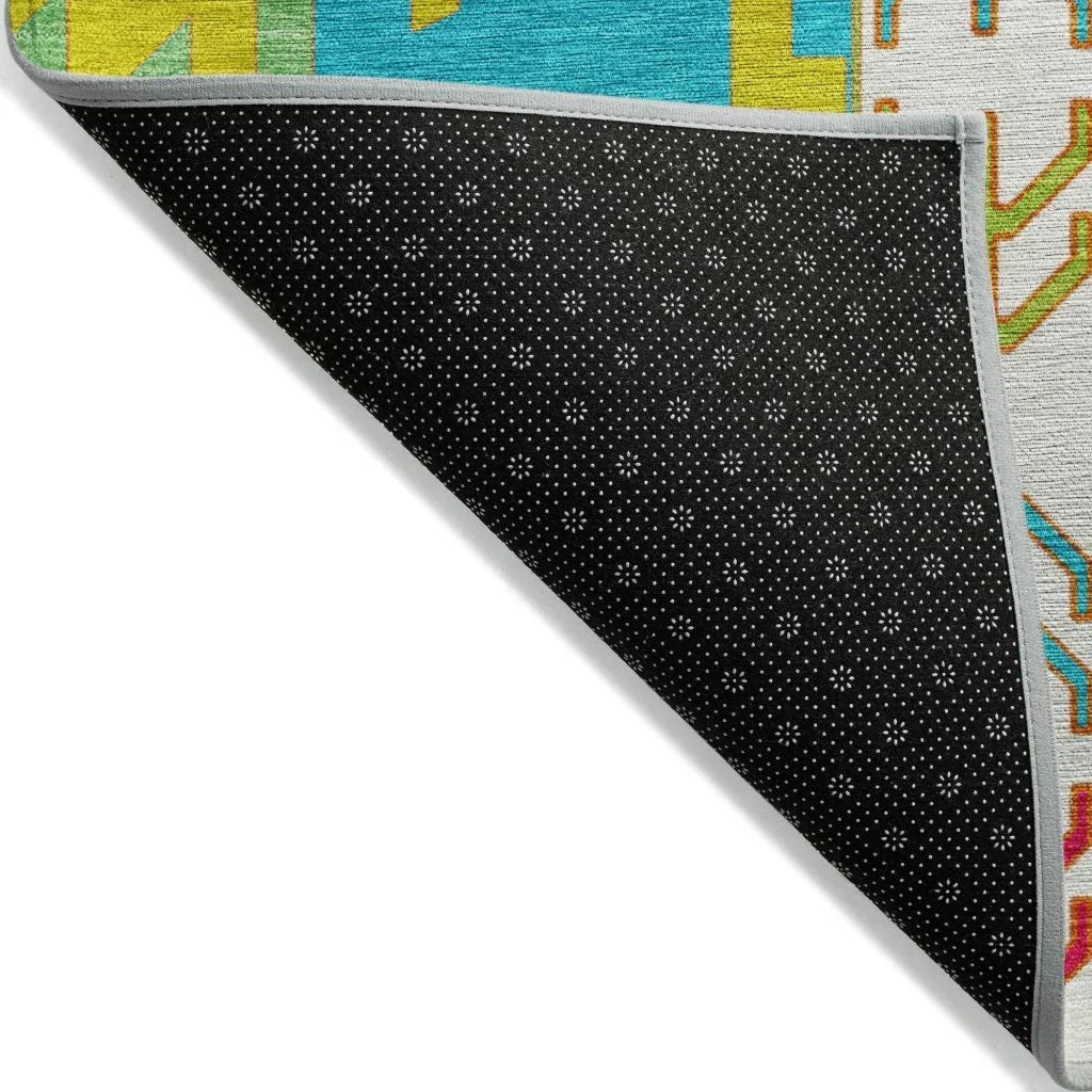 Solara Teal Washable Indoor-Outdoor Rug-Outdoor Rugs-LOOMLAN Rugs-LOOMLAN