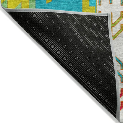 Solara Teal Washable Indoor-Outdoor Rug-Outdoor Rugs-LOOMLAN Rugs-LOOMLAN