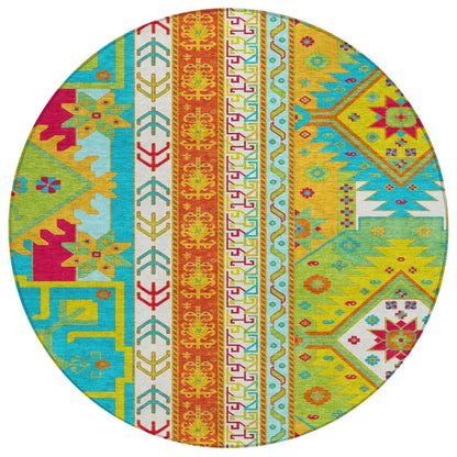 Solara Teal Washable Indoor-Outdoor Rug-Outdoor Rugs-LOOMLAN Rugs-8' x 8'-LOOMLAN