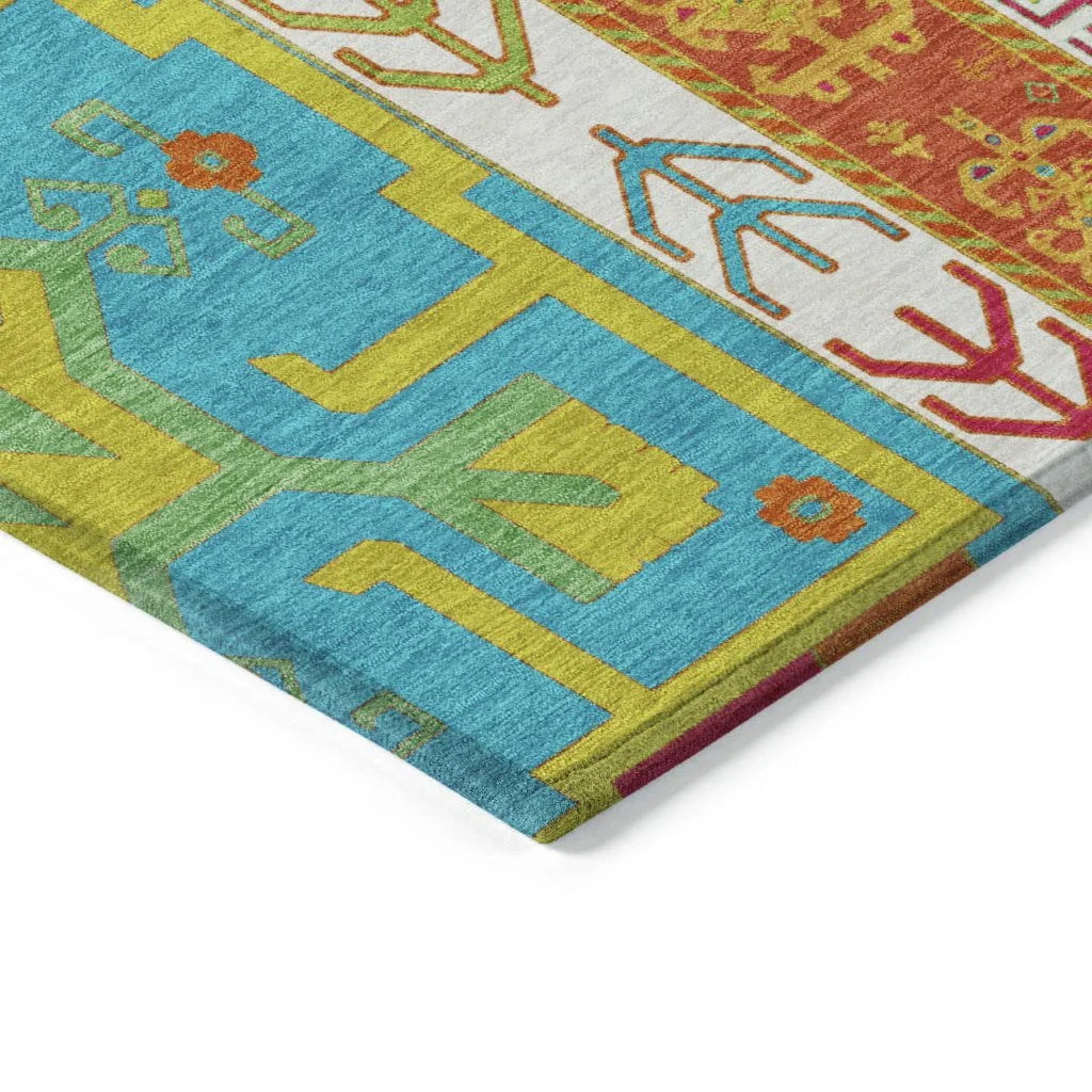 Solara Teal Washable Indoor-Outdoor Rug-Outdoor Rugs-LOOMLAN Rugs-LOOMLAN