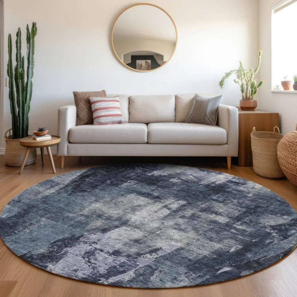 Solayne Blue Washable Indoor-Outdoor Rug-Outdoor Rugs-LOOMLAN Rugs-LOOMLAN