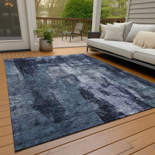 Solayne Blue Washable Indoor-Outdoor Rug-Outdoor Rugs-LOOMLAN Rugs-LOOMLAN