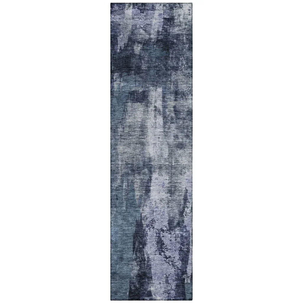 Solayne Blue Washable Indoor-Outdoor Rug-Outdoor Rugs-LOOMLAN Rugs-2'3" x 7'6"-LOOMLAN