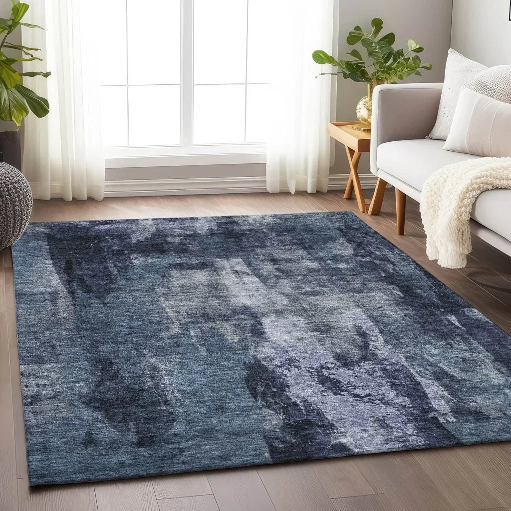 Solayne Blue Washable Indoor-Outdoor Rug-Outdoor Rugs-LOOMLAN Rugs-LOOMLAN