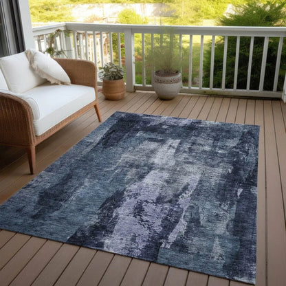 Solayne Blue Washable Indoor-Outdoor Rug-Outdoor Rugs-LOOMLAN Rugs-LOOMLAN