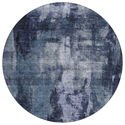 Solayne Blue Washable Indoor-Outdoor Rug-Outdoor Rugs-LOOMLAN Rugs-8' x 8'-LOOMLAN