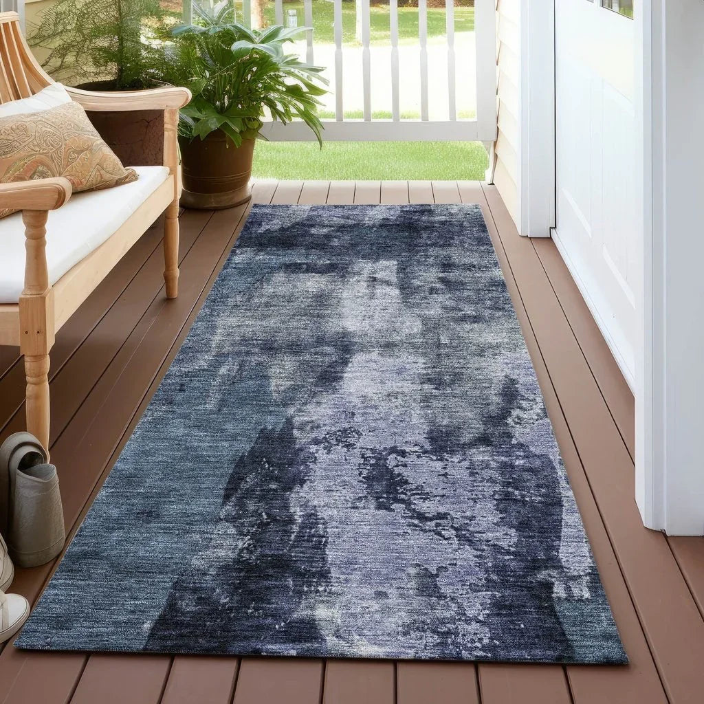 Solayne Blue Washable Indoor-Outdoor Rug-Outdoor Rugs-LOOMLAN Rugs-LOOMLAN