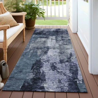 Solayne Blue Washable Indoor-Outdoor Rug-Outdoor Rugs-LOOMLAN Rugs-LOOMLAN