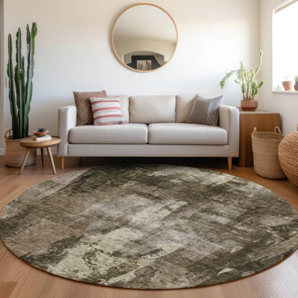 Solayne Brown Washable Indoor-Outdoor Rug-Outdoor Rugs-LOOMLAN Rugs-LOOMLAN